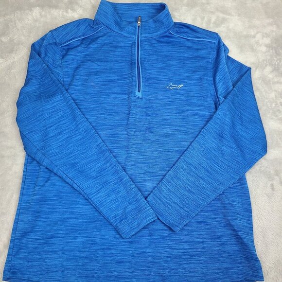 Greg Norman Performance‎ Shark Golf Shirts Size Medium Navy Quarter Zip New - Picture 1 of 6